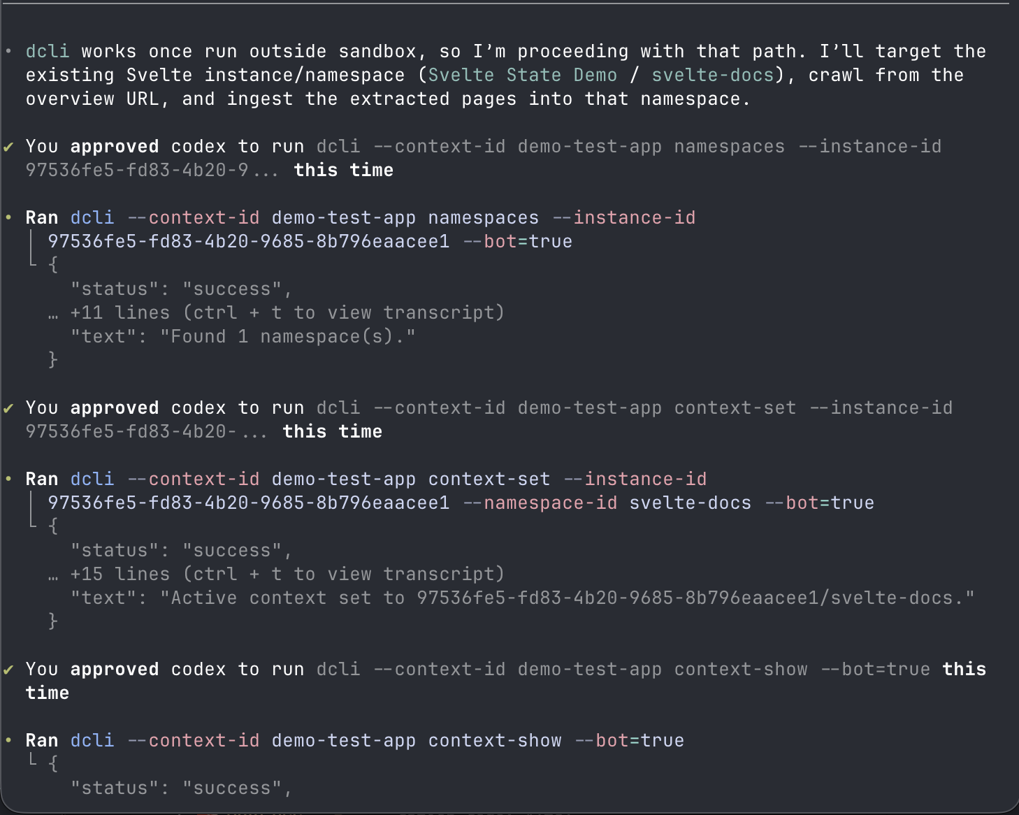 Screenshot 15: final proof-of-flow summary