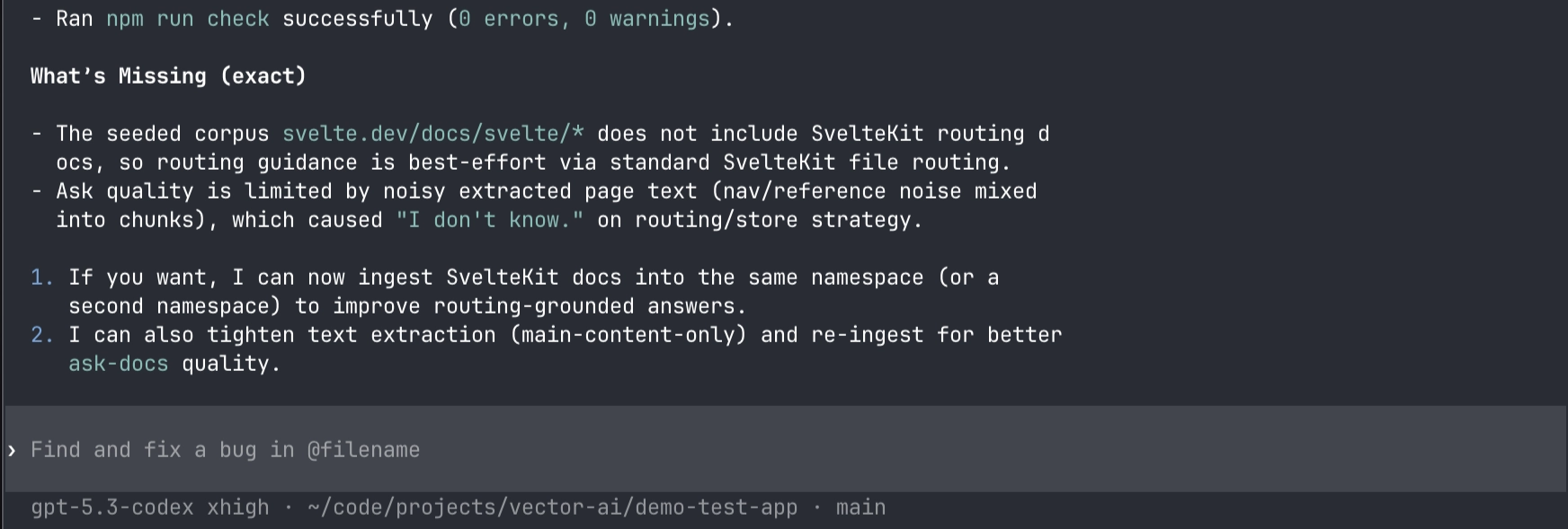 Screenshot 09: post-ingestion app validation run